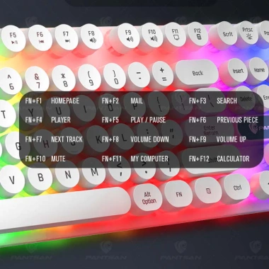 Bàn phím gaming giả cơ PANTSAN PK100 trắng có dây, nút tròn, LED 7 màu thiết kế cực đẹp 3