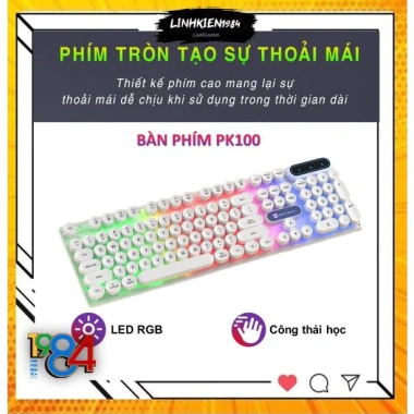 Bàn phím gaming giả cơ YINDIAO PK100 có dây, nút tròn, LED RGB, chống nước, Game & Văn phòng 8