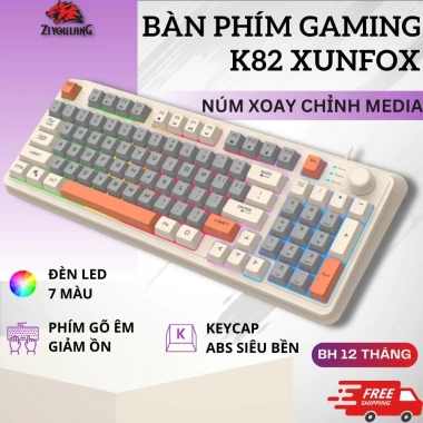 Bàn Phím Gaming LED ZiyouLang K82 Phím Êm Giảm Ồn Núm Xoay Cao Cấp