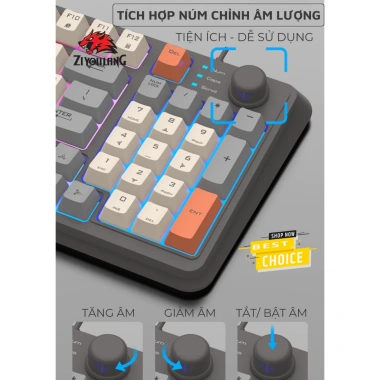 Bàn Phím Gaming LED ZiyouLang K82 Phím Êm Giảm Ồn Núm Xoay Cao Cấp 6 Bàn Phím Gaming LED ZiyouLang K82 Phím Êm Giảm Ồn Núm Xoay Cao Cấp 6