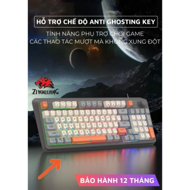 Bàn Phím Gaming LED ZiyouLang K82 Phím Êm Giảm Ồn Núm Xoay Cao Cấp