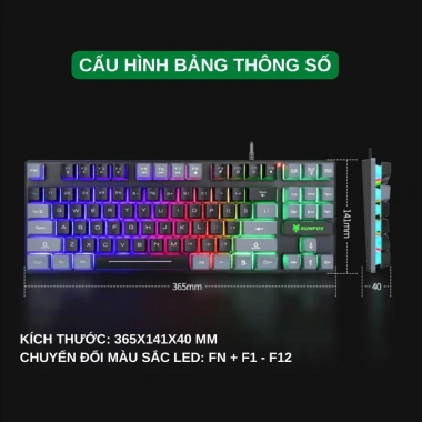 Bàn phím gaming XUNFOX K82/K10/K820 có dây công thái học LED Rainbow - Giá 219.000đ 9