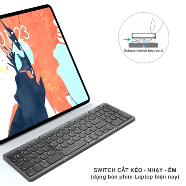 Bàn Phím Gập Bluetooth B089 - Phím Số, Không Trackpad, Tương Thích Điện Thoại, Tablet, SmartTV, Laptop - Giá 600k