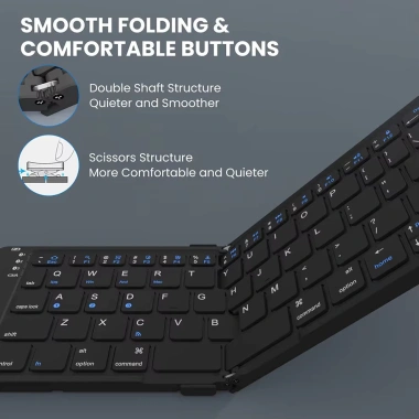 Bàn phím gấp Bluetooth đa thiết bị không dây, sạc lại cho iOS & Windows - Di động, tiện lợi