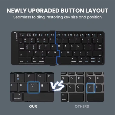 Bàn phím gấp Bluetooth đa thiết bị không dây, sạc lại cho iOS & Windows - Di động, tiện lợi