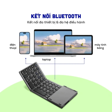 Bàn Phím Gập Gọn Bluetooth Mini với Touchpad, Bảo Hành 3 Tháng Đổi 1 Giá ưu đãi 760.000₫