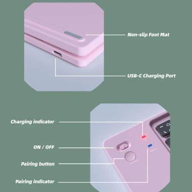 Bàn phím gấp mỏng Bluetooth 5.2, gập lại đa thiết bị, không dây - Giá 363.000đ