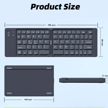 Bàn phím gấp mỏng Bluetooth 5.2, gập lại đa thiết bị, không dây - Giá 363.000đ
