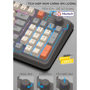 Bàn Phím Giả Cơ Gaming K82 LED Pro - Phím Êm, Giảm Ồn, Núm Xoay Âm Lượng, Chống Nước, Giá Ưu Đãi 339k