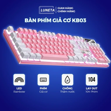 Bàn phím giả cơ LUNETA KB03 LED đa màu, công thái học K500 - Giá ưu đãi 165.610₫