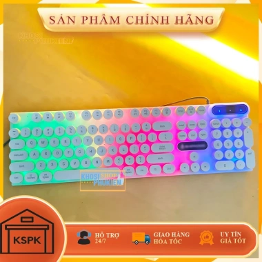 Bàn phím giả cơ nút tròn 2 màu đen trắng, LED đa màu, siêu bền, chỉ 129.900 VND 2