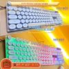 Bàn phím giả cơ nút tròn 2 màu đen trắng, LED đa màu, siêu bền, chỉ 129.900 VND 3