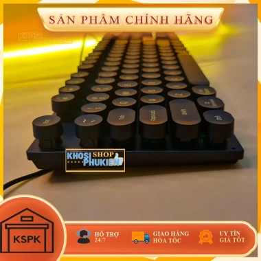 Bàn phím giả cơ nút tròn 2 màu đen trắng, LED đa màu, siêu bền, chỉ 129.900 VND 5