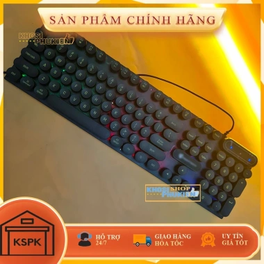 Bàn phím giả cơ nút tròn 2 màu đen trắng, LED đa màu, siêu bền, chỉ 129.900 VND 6
