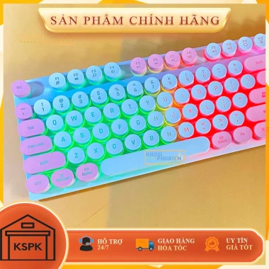 Bàn phím giả cơ nút tròn 2 màu đen trắng, LED đa màu, siêu bền, chỉ 129.900 VND 9