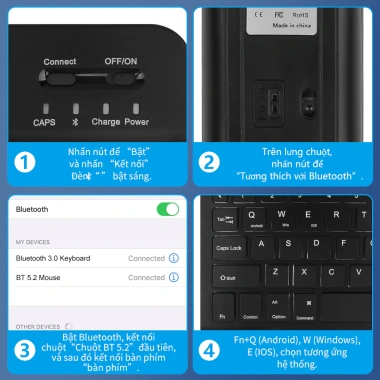 Bàn phím GOOJODOQ và Chuột Bluetooth không dây LED, đèn nền cho iPad & Android 6