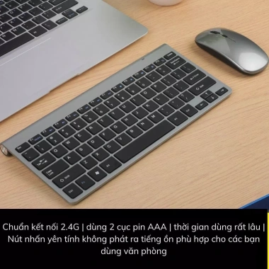 Bàn phím không dây 2.4G nhỏ gọn, tương thích mọi thiết bị, văn phòng 24/7 - 280.000đ