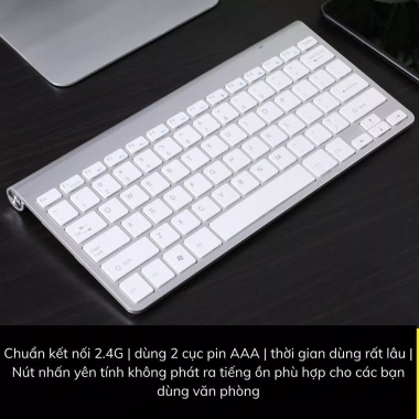 Bàn phím không dây 2.4G nhỏ gọn, tương thích mọi thiết bị, văn phòng 24/7 - 280.000đ