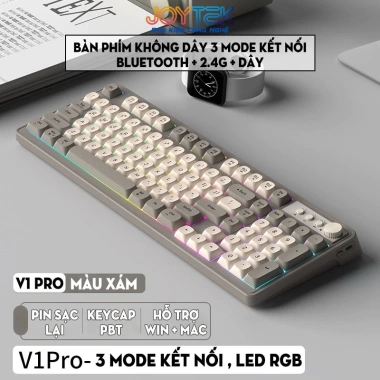Bàn Phím Không Dây 3 Mode EWEADN V1 Pro Bluetooth + 2.4GHz, LED RGB, Pin 4.000mAh, Núm Xoay Âm Lượng - 640.000₫