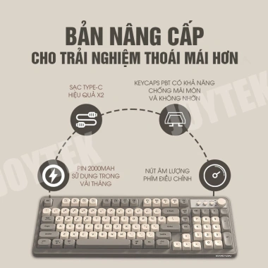 Bàn Phím Không Dây 3 Mode EWEADN V1 Pro Bluetooth + 2.4GHz, LED RGB, Pin 4.000mAh, Núm Xoay Âm Lượng - 640.000₫