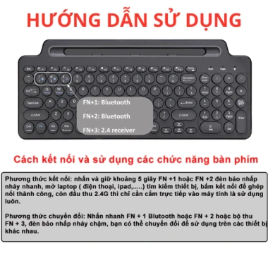 Bàn Phím Không Dây BK569 - 3 Chế Độ, Tương Thích Bluetooth, Giá Chỉ 299.000 VND 2 Bàn Phím Không Dây BK569 - 3 Chế Độ, Tương Thích Bluetooth, Giá Chỉ 299.000 VND 2