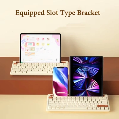 Bàn phím không dây Bluetooth 79 phím, khe giữ điện thoại, đa phương tiện Windows Mac Android - 636.808₫