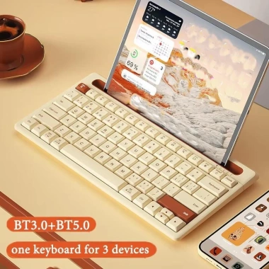 Bàn phím không dây Bluetooth 79 phím, khe giữ điện thoại, đa phương tiện Windows Mac Android - 636.808₫