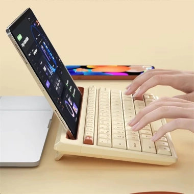 Bàn phím không dây Bluetooth 79 phím, khe giữ điện thoại, đa phương tiện Windows Mac Android - 636.808₫