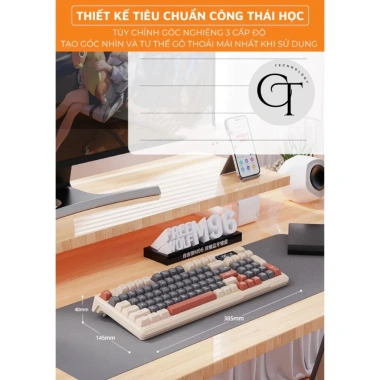 Bàn Phím Không Dây Bluetooth CTTech M96 + Chuột BH12T RGB Chống ồn, Giá 553.410 VND