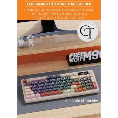 Bàn Phím Không Dây Bluetooth CTTech M96 + Chuột BH12T RGB Chống ồn, Giá 553.410 VND 8 Bàn Phím Không Dây Bluetooth CTTech M96 + Chuột BH12T RGB Chống ồn, Giá 553.410 VND 8