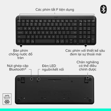 Bàn phím không dây Bluetooth Logitech K251 - Thiết kế nhỏ gọn, dễ kết nối, giá 439k 7