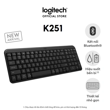Bàn phím không dây Bluetooth Logitech K251 - Thiết kế nhỏ gọn, dễ kết nối, giá 439k 9