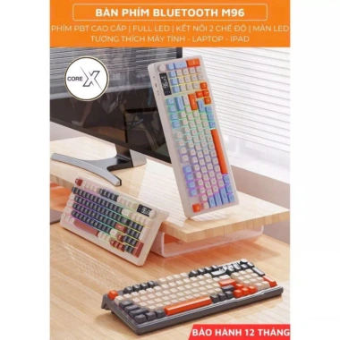 Bàn phím không dây Bluetooth M96 LED 7 màu, PBT cao cấp, 2 mode, gõ êm, chống ồn Win/Mac 3