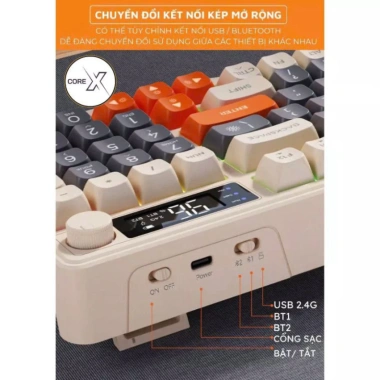 Bàn phím không dây Bluetooth M96 LED 7 màu, PBT cao cấp, 2 mode, gõ êm, chống ồn Win/Mac 5