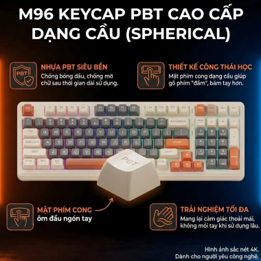 Bàn phím không dây Bluetooth M96 LED 7 màu, PBT cao cấp, 2 mode, màn hình, gõ êm chống ồn - Giá 542.697₫ 5