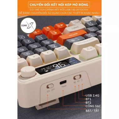 Bàn Phím Không Dây Bluetooth M96 LED 7 Màu, Phím PBT, Gõ Êm Chống Ồn, 2 Mode, Tương Thích Win & Mac