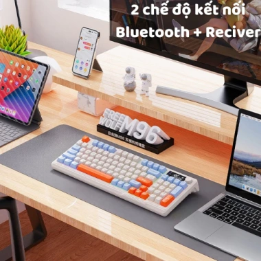 Bàn phím không dây Bluetooth M96 Rainbow, Pin sạc 2.000mAh, Phím PBT, 489.000đ 3