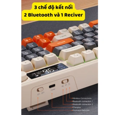 Bàn phím không dây Bluetooth M96 Rainbow, Pin sạc 2.000mAh, Phím PBT, 489.000đ 6