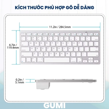 Bàn Phím Không Dây Bluetooth MAC05 GUMITECH - Siêu Mỏng Sang Trọng, Hiệu Năng Mạnh Mẽ, Giá 173.000₫