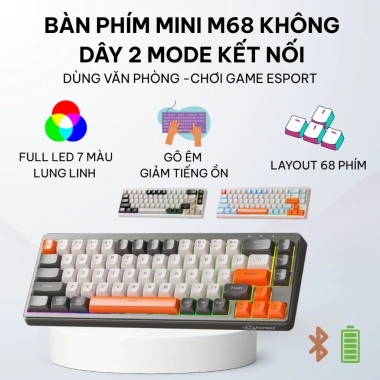 Bàn phím không dây Free Wolf M68 Bluetooth 5.3 - LED đa màu, pin sạc, giảm giá 22% chỉ 269.000₫