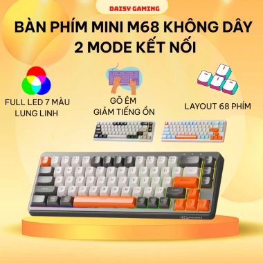 Bàn phím không dây Free Wolf M68 Bluetooth 5.3 Led Pro Pin sạc giảm giá 269k
