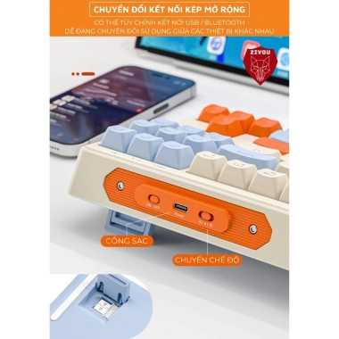 Bàn Phím Không Dây Gaming FREEWOLF M87 - Bluetooth và USB 2.4G, Ưu Đãi 605.200đ 5
