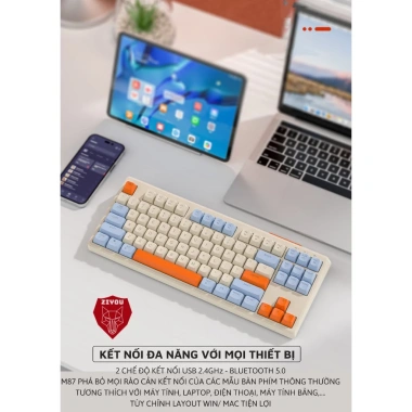 Bàn Phím Không Dây Gaming FREEWOLF M87 - Bluetooth và USB 2.4G, Ưu Đãi 605.200đ 6