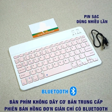 Bàn phím không dây hồng Bluetooth cho PC, iPad, điện thoại - Giá chỉ 169.000₫