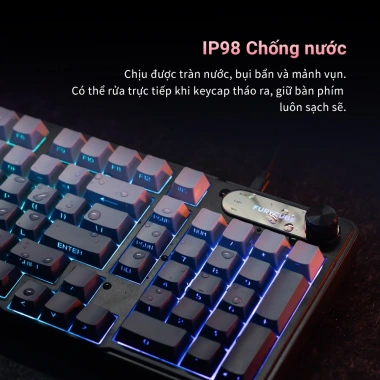 Bàn Phím Không Dây IP98 PRO Bluetooth 2.4G USB - Không ồn, LED RGB, núm xoay, game & văn phòng - Giá chỉ 447.000₫ 4