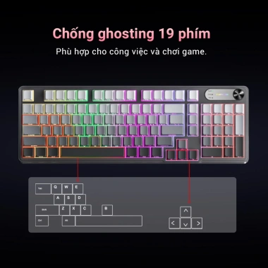 Bàn Phím Không Dây IP98 PRO Bluetooth 2.4G USB - Không ồn, LED RGB, núm xoay, game & văn phòng - Giá chỉ 447.000₫ 5