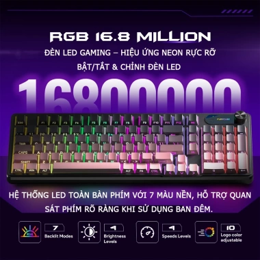 Bàn Phím Không Dây IP98 PRO Bluetooth 2.4G USB - Không ồn, LED RGB, núm xoay, game & văn phòng - Giá chỉ 447.000₫ 6