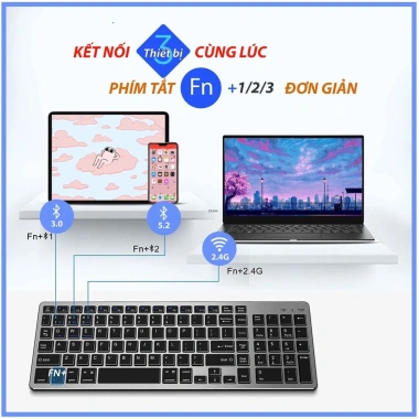 Bàn phím không dây K635 - pin sạc TypeC, đa kết nối Bluetooth 5.0/3.0 & USB 2.4GHz, giảm giá 18% 5