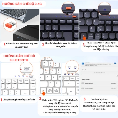 Bàn phím không dây Meetion BTK500 87 phím, chống ồn, Bluetooth/USB, 100h pin sạc, giá 339.000đ 3