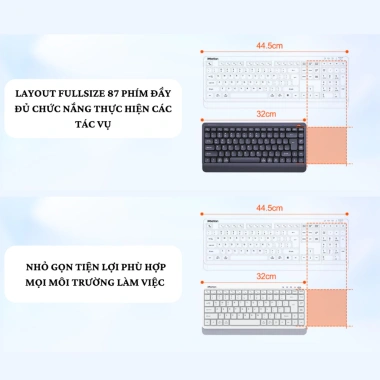 Bàn phím không dây Meetion BTK500 87 phím, chống ồn, Bluetooth/USB, 100h pin sạc, giá 339.000đ 6